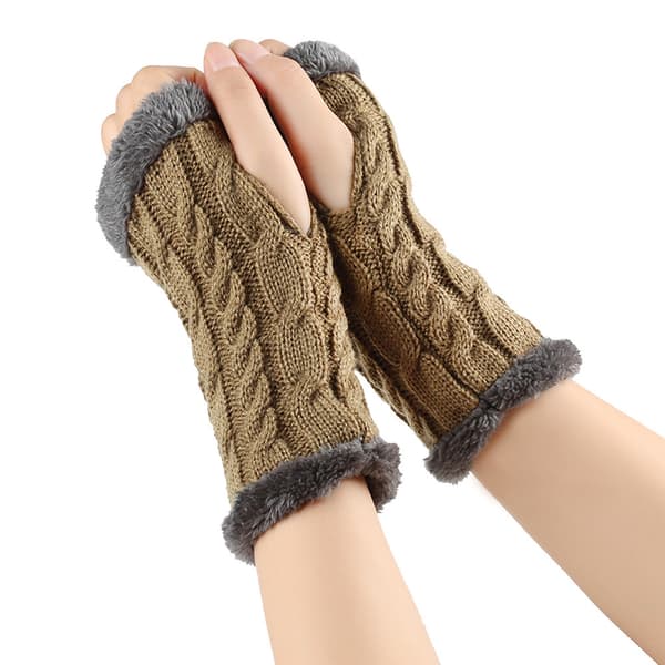 Elastiske strikkede vinterhansker | Tykke varme elastiske garnhansker *Mørk khaki 11#* Dark Khaki 11#