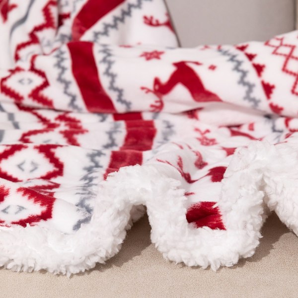 Juleplaid - blød og varm sherpa juleelg plaid 152*193cm