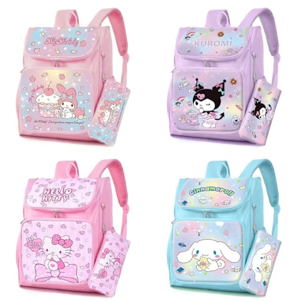 Uusi Sanrio-sarjan piirretty opiskelijareppu Kitty Kuromi anime-opiskelijatarvikkeet suuri koululaukku kotelolla 30*1*38cm - Perfet 4 4 30*14*38cm