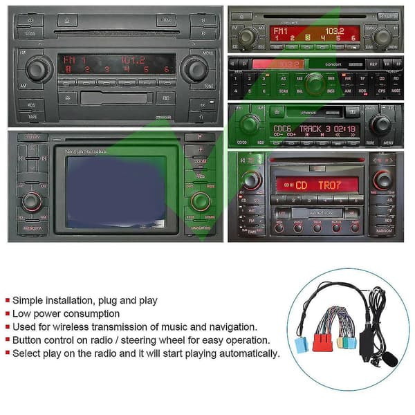 Bluetooth-ljudadapter med högtalarbilstereo passar för A2 A3 8l 8p B5 B6 B7 A6 8 / 20pin