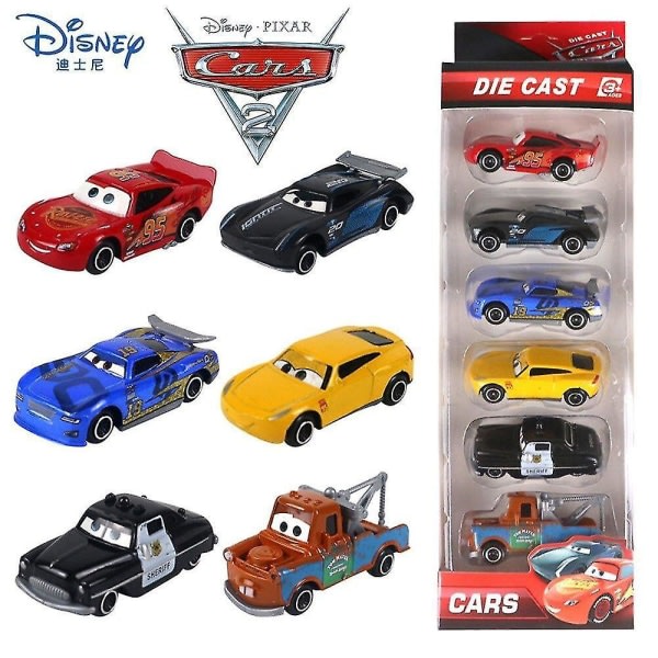 6. sæt Disney Pixar Cars 3 legetøj 1:55 trykstøbt køretøj metal legering biler Lightning McQueen modelbil