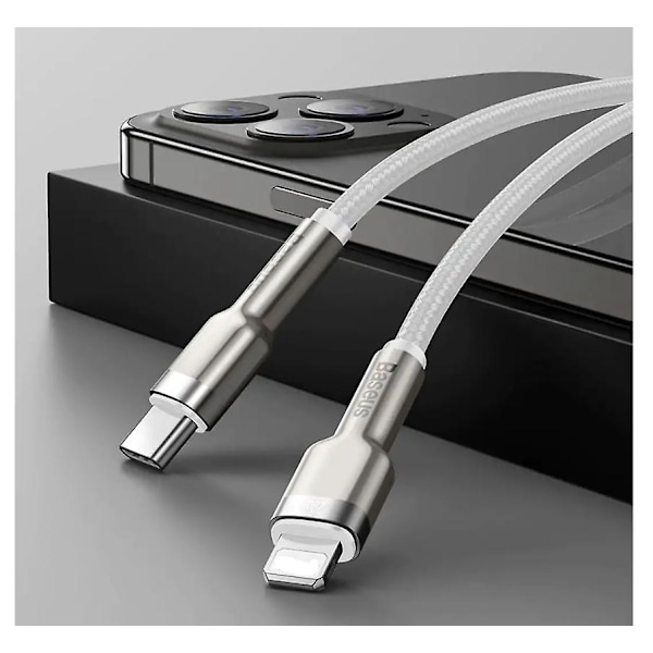 20w hurtig flettet USB C ladekabel for iPhone eller iPad-kabel 2m hvit