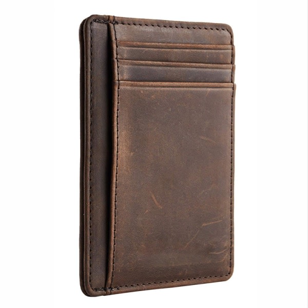 Dark Coffee Color RFID Blocking Wallet For Men With Zipper Compa