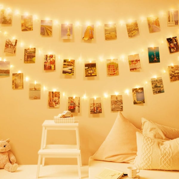 100 st LED fotoljusslinga 10M ljusslingor varmvit, varm[qb]