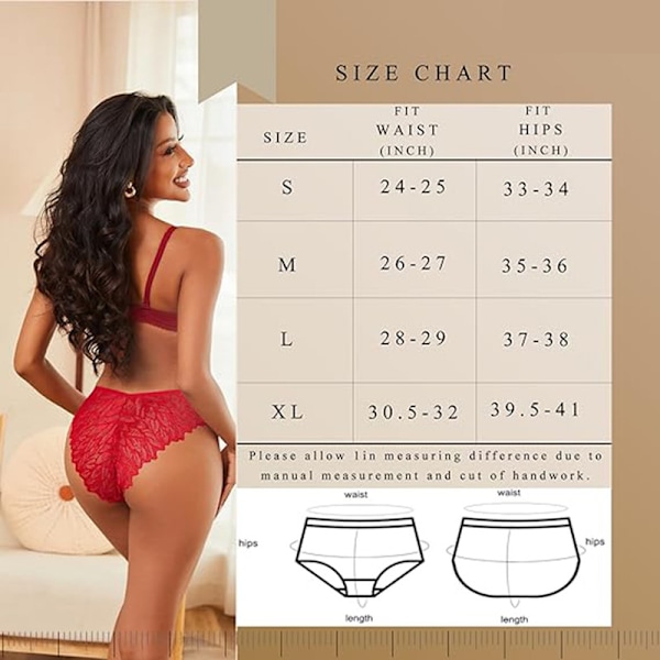 6-pack spetsunderkläder för kvinnor, trosor, hipster, sömlösa trosor[qb] XL