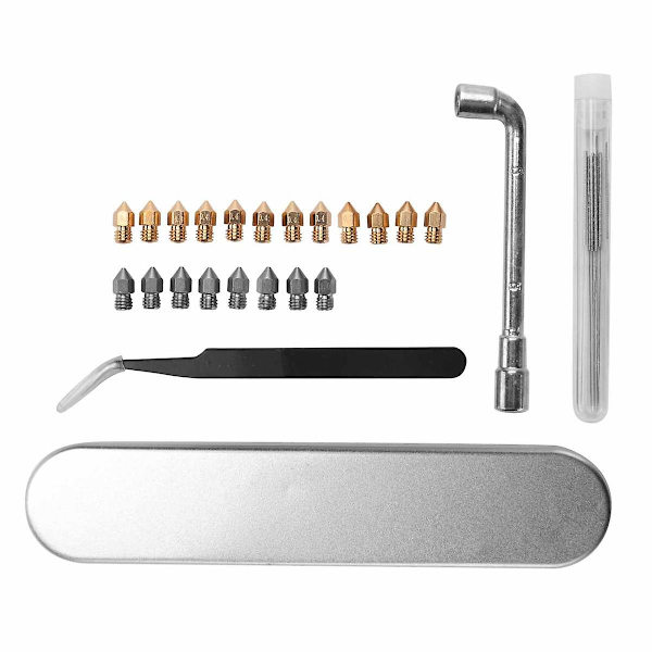 20-pack kit, munstycke i mässing + rostfritt stål Mk8 munstycke extruder skrivhuvud med utskrift