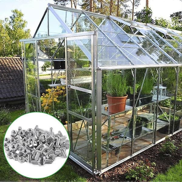 50 stk. Aluminiumsmuttersett Drivhus Rustfrie stålmuttere for Drivhustilbehør til Terrasse