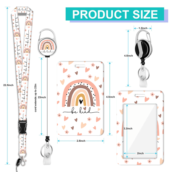 Retractible Badge Holder (Rainbow Leopard), Retractible La