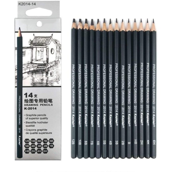 Professional sketch pencil set - 14 pcs for drawing enthusiasts
