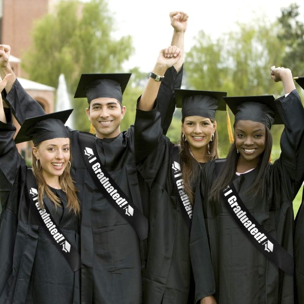 Graduate Cap Student Cap Black Hat och Graduate Scarf för College
