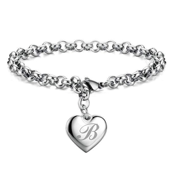 B, Initial Charm Armband för Flickor Bokstäver Alfabetet Hjärta Armband Smycken Gåvor för Flickor Mors Dag Gåvor