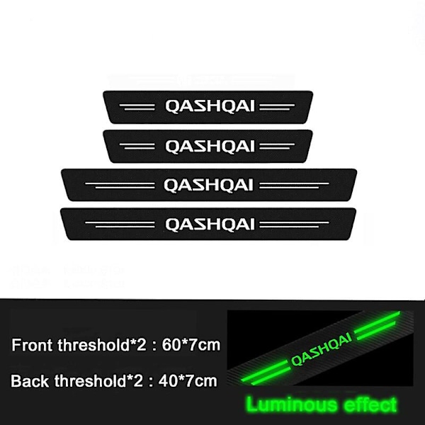 Luminous Door Sill Stickers For Nissan Qashqai Badge J11 J10 X-trail T31 Kicks Navara Juke - Car Interior