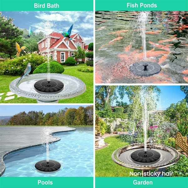 Aurinkokäyttöinen vesisuihkulähde - Sol Fountain - Sol Fountain pumppu-13CM musta black