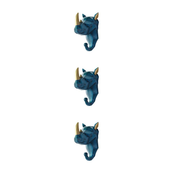 1/2/3/5 Kestävä ja vahva eläinpään avaimenkoukku yksinkertaiseen retro-siniseen (norsu) Retro blue (rhino) 3 Sets