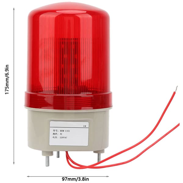 220VAC Blinkende Blinkende Rød LED Advarselslys Diameter 97mm