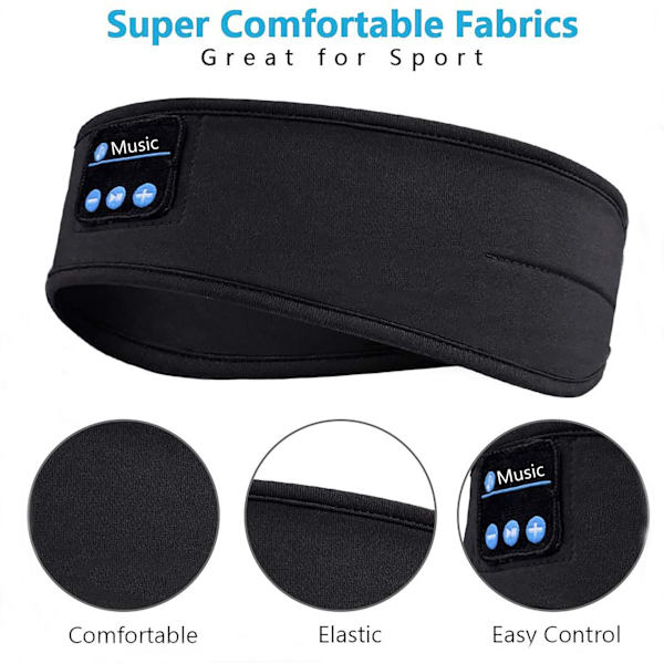Bluetooth-urheilupääpanta - kuulokkeet Bluetooth-unikuulokkeet silmäsuojus musta pääpanta
