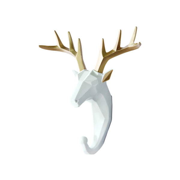 1/2/3/5 Robust og holdbar dyrehoved nøglekrog til enkel hvidguld (hjort) White gold (deer) 5 Sets