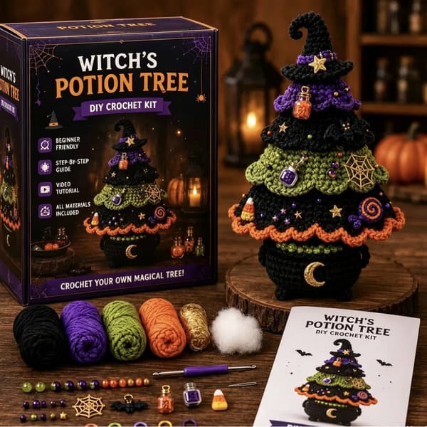 Halloween Træ DIY Hæklesæt, Håndlavet Spooky Pynt med 5 Designs Ghost