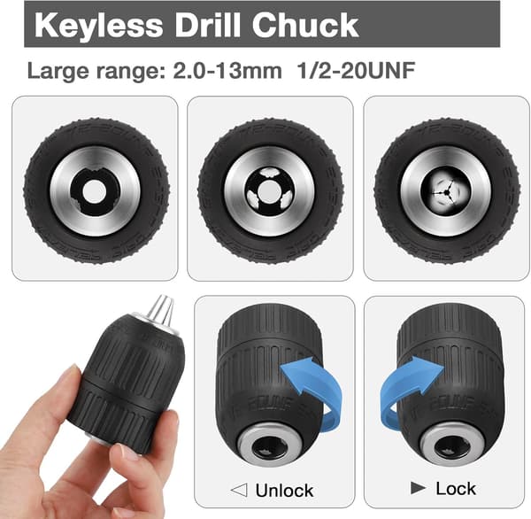 13 mm nøkkelfri chuck med SDS-adapter