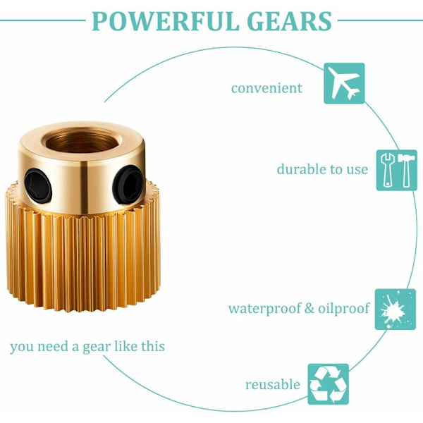 Extruderhjul 3D-skrivardelar 40 kugghjul Mässing Extruderhjul Kompatibel med CR-10, CR-10S, S4, S5, Ender 3, Ender 3 Pro (10 st)