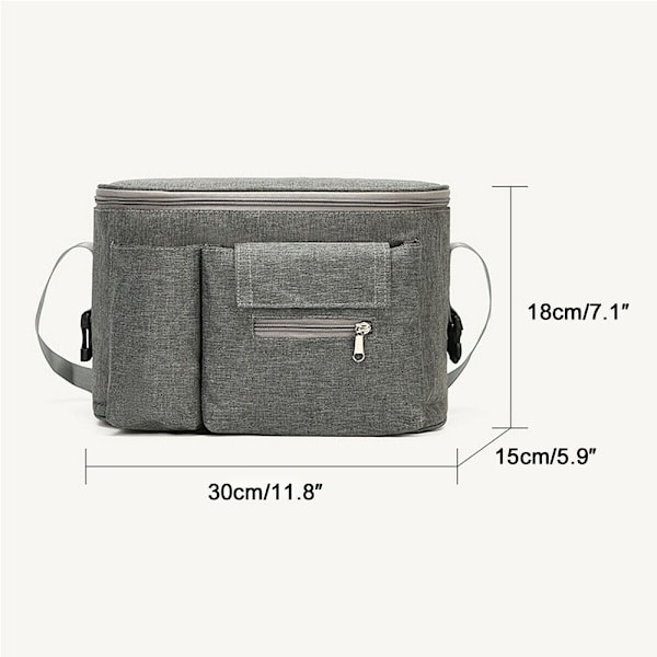 Oppbevaringsveske for barnevogn, koppholder for mor, GRÅ[qb] grey