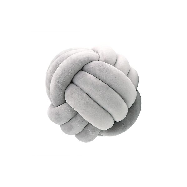 Soft Knot Pillow, Handmade Knitted Ball Pillow, Decorative Pillow for Bedroom Sofa (20cm) Gray