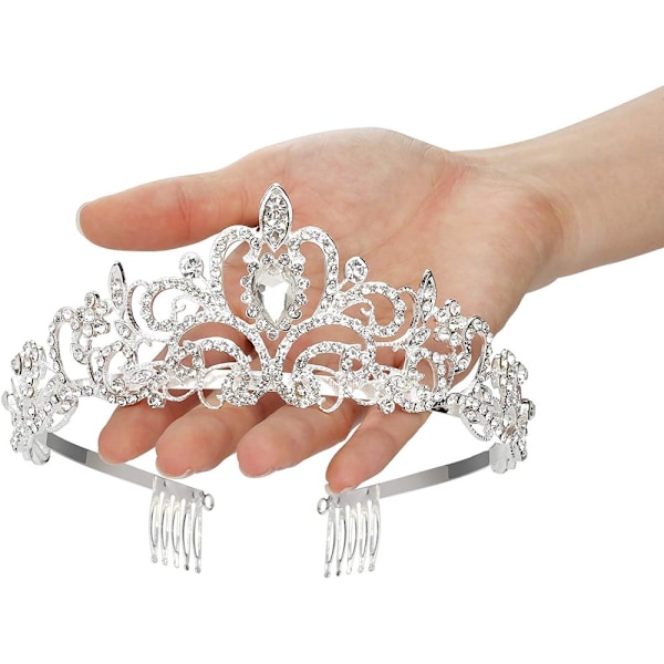 Makone Tiara Krystal Krone med Rhinestone Kam til Brudekrone, Bryllup, Galla, Skønhedskonkurrence, Prinsessefester, Bryllupstiara, Tiara til Børn, Prinsesse