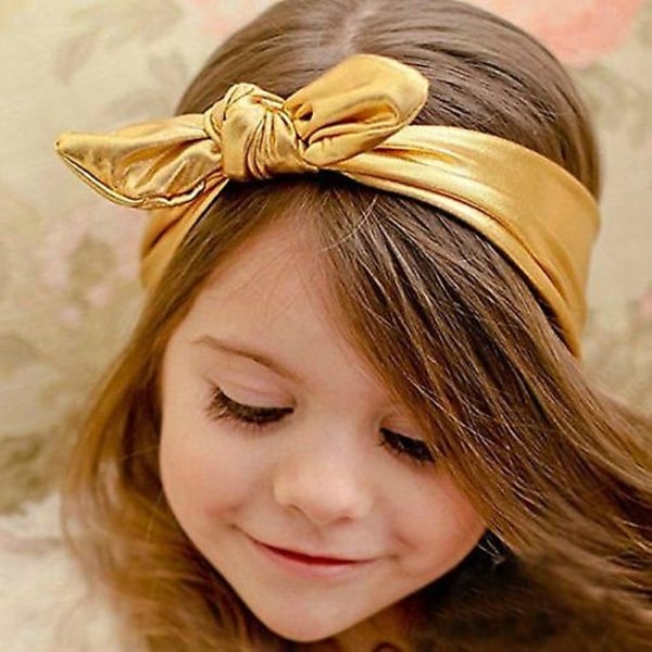 Nytt Mode Barn Metallic Dirty Stor Rosett Baby Flickor Elasticitet Hårband (1st, Guld) - Perfekt