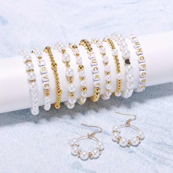 Gyllene pärlor för att göra armband DIY pärlor akryl gyllene alfabet pärlor legering hänge CCB pärlor kristallpärlor för att göra armband kit