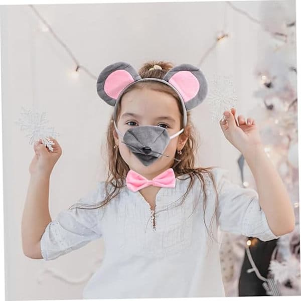 Rottekostyme Hodeplagg - Dyreøre Hodebånd for Fester & Cosplay (Museører)(BT) Pink