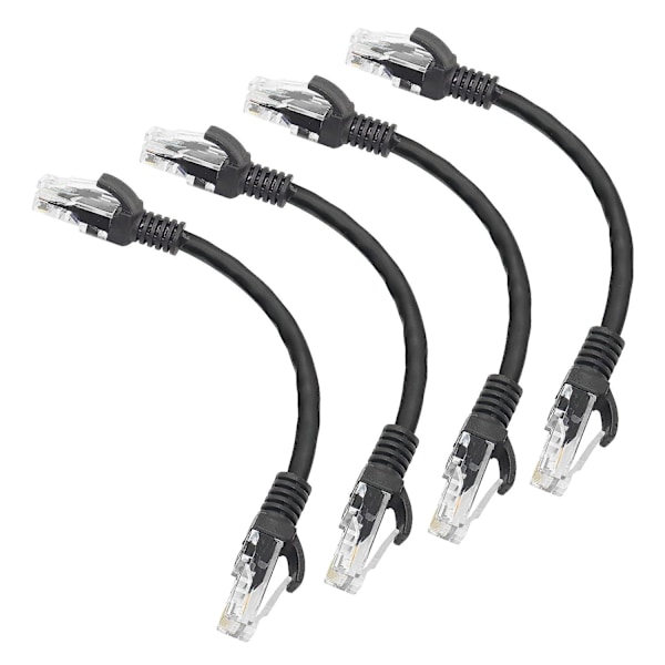 Kort Cat5e Ethernet-patchkabel 0,5 fot Snagless Rj45 Datamaskin Lan Nettverkskabel for Ruter Modem Bryter Server Svart (4-pakning)