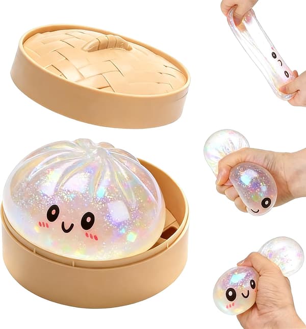 Glitter Dumpling, 2026 Ny Glitter Dumpling Squishy med eske, Dumplings Sensorisk Klemmeleke for Stresslindring{BT}