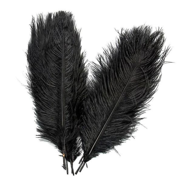 10 stk. Strudsefjer Fjer Centerpiece Bryllup Fest Borddekoration 30-35cm Sort Black