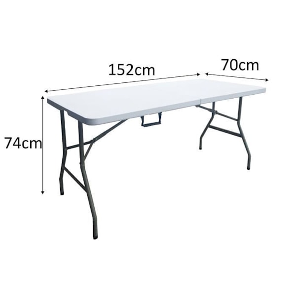 Fällbart bord - 150 cm - 6 personer - Pulverlackerade stålrör