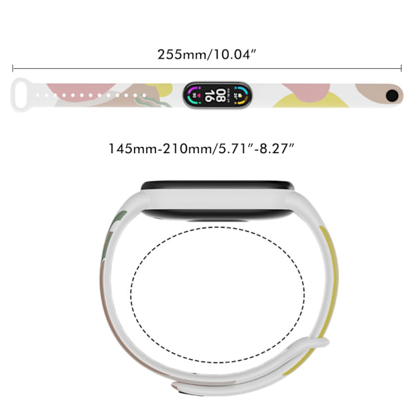 MH Fargerik stropp kompatibel med Xiaomi Mi band 3/4/5/6 Myk TPU håndleddsstropp erstatningsarmbånd
