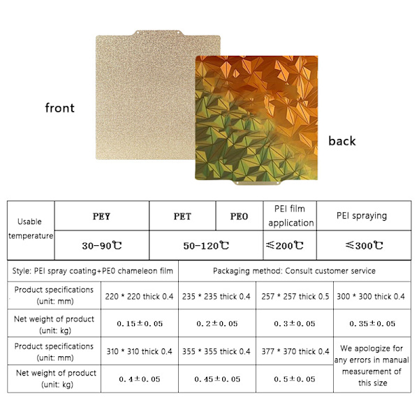 För Bambu Lab Dubbelsidig utskrift Peo-pei Fjäder Magnetisk Ste 235x235x0.4mm