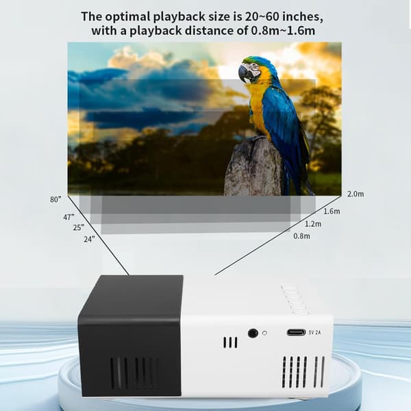 Hemprojektor, skärmspegling i sovrummet, väggprojektion, stöder 4K högupplöst miniportabel projektor, europeisk standard strömkabel