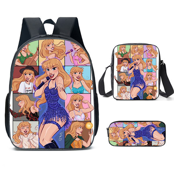 3-osainen setti Taylor Swift Taylor Swift -fanikoulureppu, jossa suuri kapasiteetti, opiskelijareppu style 7