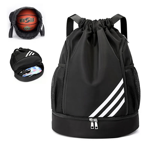 Den nye Gym Sports Bag Ladies Drawstring Bolsas Black