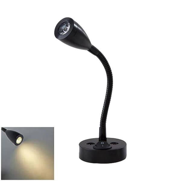 Leselampe LED RV Interiør 2W med USB-port 5V 2A Swith Spot Black B 3200W