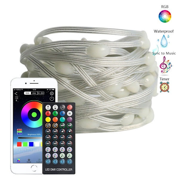 2M LED Bluetooth-kaukosäätimellä varustettu USB-valoköynnös RGB Jouluvalo 2M-20led