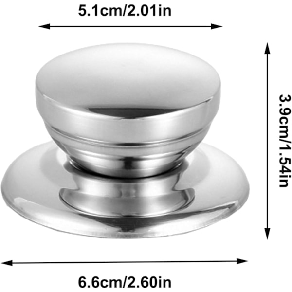 6 stk. lokkhåndtak til grytelokk, erstatning for grytelokkhåndtak, universal varmebestandig rustfritt stål