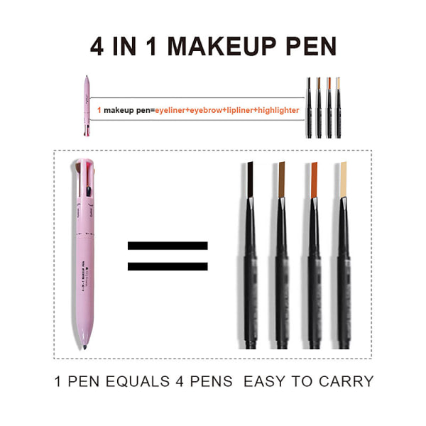 Glitter Highlighter 4 In1 Makeup Pen Øyenbrynspenn 03