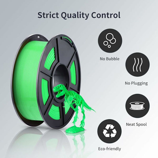 Filament 1,75 mm, Pla Plus 3D-printer filament, dimensionel nøjagtighed +/- 0,03 mm, 1 kg spole (2,2 lbs) 3D-printer filament til 3D-printer, lysegrøn
