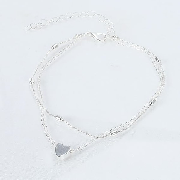 Hjärtformad armband Kvinnors Silverarmband Pärlarmband Handgjort (vitt) white