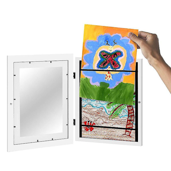 Barnerammer for kunstverk - Enkel å åpne foran - Ramme for kunsttegninger White