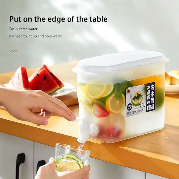 Køleskabskrukke, Istdrikkekande med hane, 3,5 liter stor kapacitet Tekande Limonade Flaske Drikkedispenser