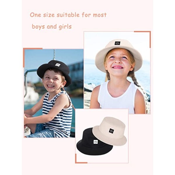 Todelt (svart og beige) bambushatt, solhatt for barn