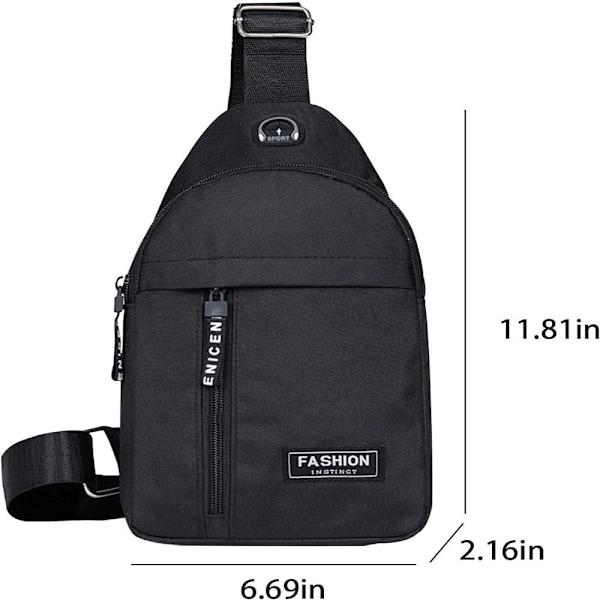 Ristiin menevä laukku Rintapakkaus MUSTA - varastossa Black