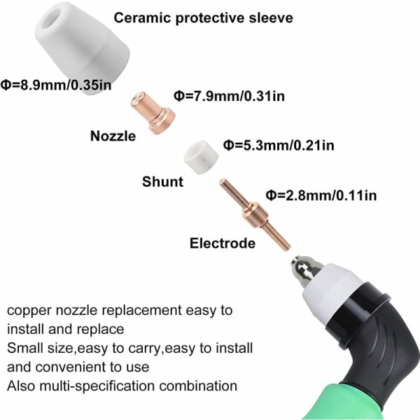 65 st PT31 Plasmaförbrukningsvaror Plasmaskärare Parkside Cut 30 40 50 Plasmaskärare förbrukningsvaror Plasmaskärare Tillbehör Elektrodspetsmunstycke